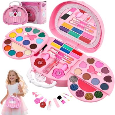 Bedee Kids Makeup s zrkadlom pre dievčatá, skutočná umývateľná kozmetická súprava pre dievčatá
