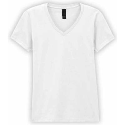 Gildan Softstyle Ladies V-Neck T-Shirt Azalea bílá