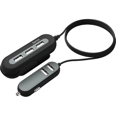 HAMA káblová USB nabíjačka do vozidla 2+3, AutoDetect, 10 A, 2 m - 00136666
