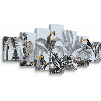 Obraz zvierat v tropickom lese, sedemdielne 210x100 cm
