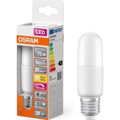 Osram LED žárovka LED E27 11W = 75W 1000lm 2700K Teplá bílá 200° CRI90 SUPERSTAR+ STICK Stmívatelná