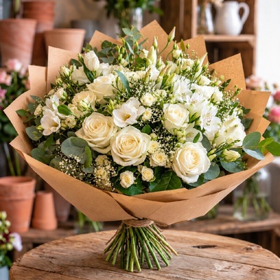 levandule-online.cz Kytice Bílá romance Velikost kytice: Velká L - průměr 45 cm - Pro velké okamžiky, Dárek ke kytici: Nechci dárek – Hledejceny.cz