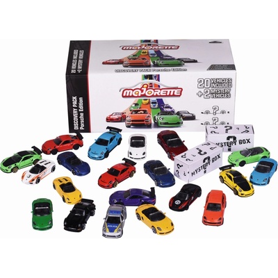 Majorette Autíčka Porsche Edition Discovery Pack kovová délka 7,5 cm sada 20 druhů + 2 mystery autíčka