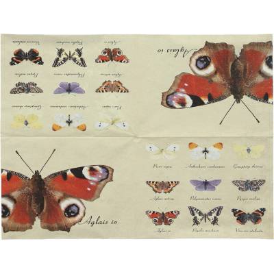 Esschert Design Obrúsky s farebnou potlačou Motýliky 20 ks 17x17cm