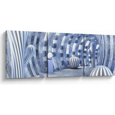 Obraz - 3D abstrakcia, trojdielne 90x30 cm