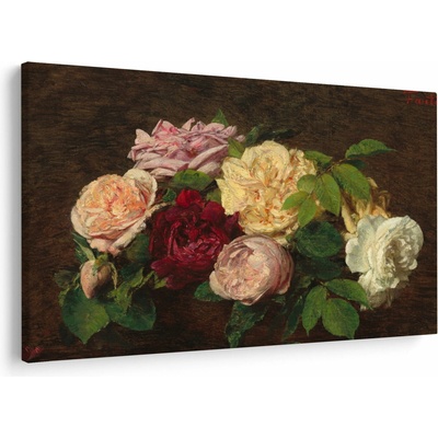 Obraz - Henri Fantin-Latour, Roses de Nice on a Table, reprodukcia, jednodielne 90x60 cm