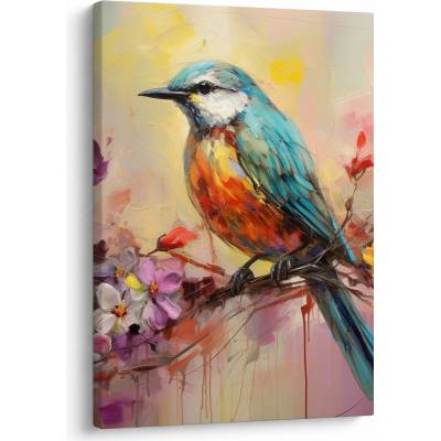 Obraz - Maľba vtáčika, jednodielny 50x70 cm