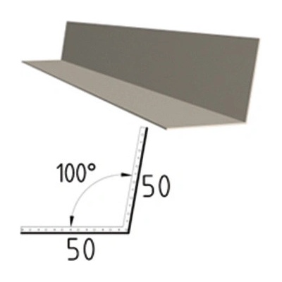 Koutová lišta z poplastovaného plechu Viplanyl 50x50 mm, r.š. 100 mm