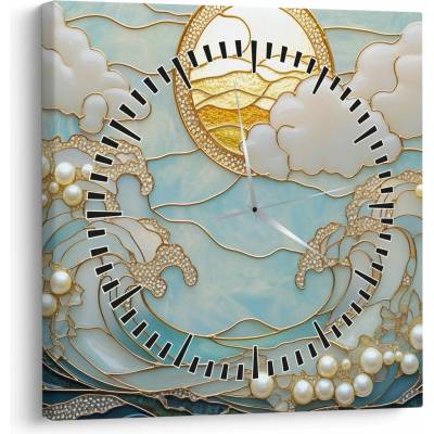 Obraz - 3D perly v oceáne (s hodinami), jednodielne 30x30 cm s hodinami