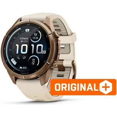 Garmin fenix 9 Pro - inReach, 43mm, AMOLED, Sapphire, Autumn Gold Titanium, Cream/French Gray band 010-04335-21