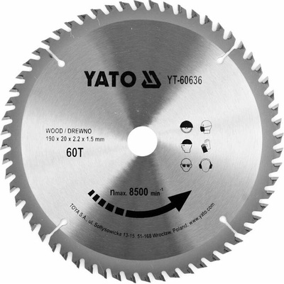 Yato kotouč na dřevo 190 x 20 mm 60z - YT-60636