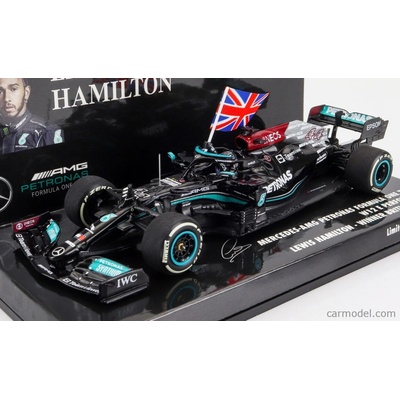Minichamps Mercedes gp F1 W12 Mercedes M12 Eq Power+ Team Amg Petronas Motorsport Formula One N 44 Winner British Silverstone Gp With Flag 2021 Lewis Hamilton Black Green 1:43