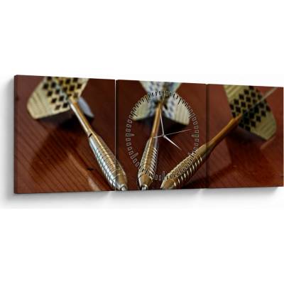 Obraz troch šípok (s hodinami), trojdielne 90x30 cm s hodinami