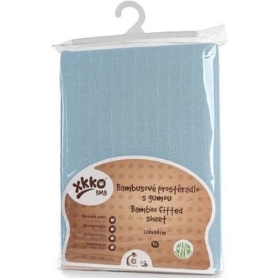 XKKO Bambusové prostěradlo s gumou Baby Blue 60x120