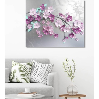 ZUTY Obrazy na stenu - Ružové kvety na striebre Rámovanie: vypnuté plátno na rám, Rozmer: 40x50 cm