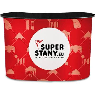 Reklamný promo stolík s poličkou, PVC panel, skladací - Double BEAN BLACK - Komplet ( rám + potlač grafiky )