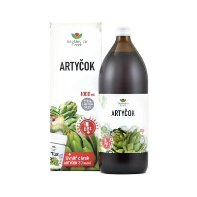 EkoMedica Artyčok 99,8% šťáva 1000 ml + Artyčok 30 kapslí