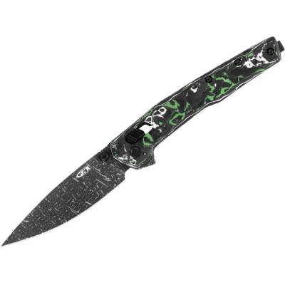 Zero Tolerance 0117VFGW Green/White Carbon Fiber Vegas Forge Damascus