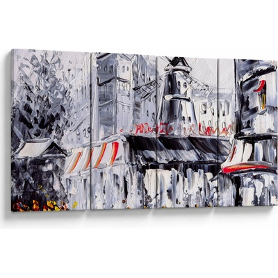 Obraz - Ulica v Paríži, olejomaľba, štvordielne 160x80 cm