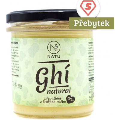 Natu přepuštěné Máslo Ghí natural 350 ml