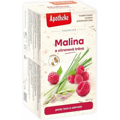 Apotheke Premier Malina s cit.trávou a stévií čaj 20 x 2 g