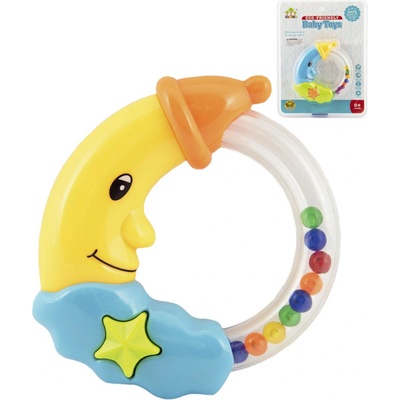 Tedies Chrastítko měsíc plast 11cm na kartě