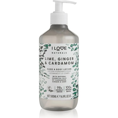 I Love Cosmetics hydratační mléko na ruce a tělo Naturals Lime Ginger & Cardamon (Hand & Body Lotion) 500 ml