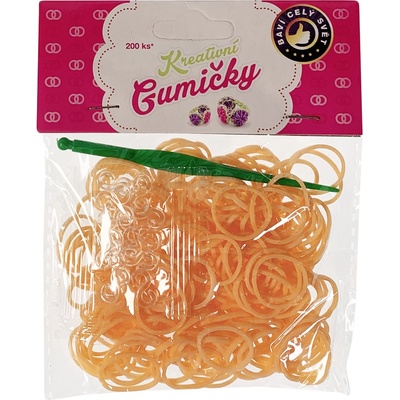 Loom Bands pletací gumičky svítící ve tmě oranžové 200ks + háček