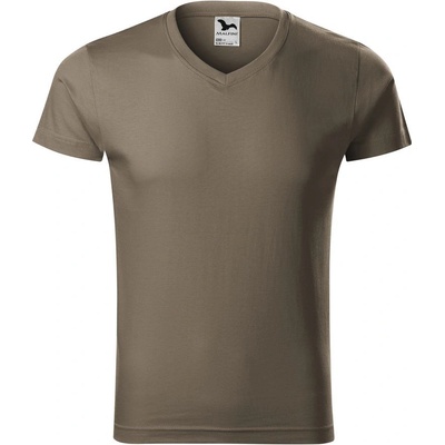 Malfini pánské tričko Slim Fit V-neck Army