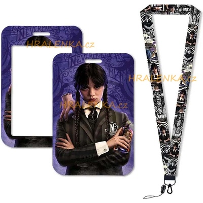 Šňůrka na krk 23656 s cedulkou Wednesday Addams