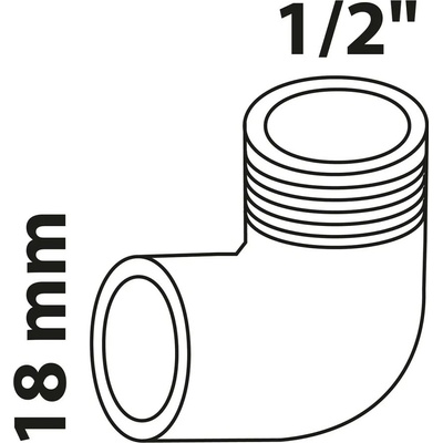Kirchhoff úhelník 90° 18 mm x 21 mm (1/2 AG) 1 polotovar pouzdra