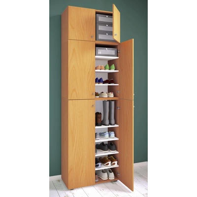 VCM Lona XXL s 9 přihrádkami otočné dveře s nástavcem 70 × 39 × 223 cm buk