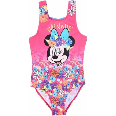 SunCity Dívčí jednodílné květované plavky Minnie Mouse Růžová