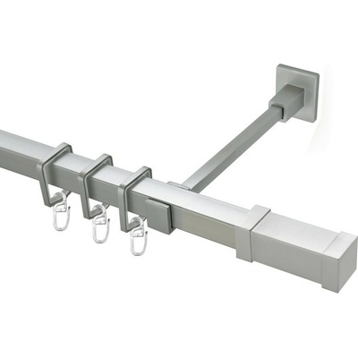 OK-GarnýžeCZ - Garnýž kovová hranatá jednořadá 20x20mm Zanotti satina 180 cm do stěny / na tunýlek - bez kroužků