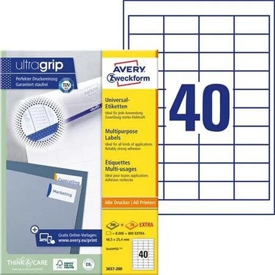 AVERY ZWECKFORM Etikety, univerzálne, 48,5x25,4 mm, AVERY ZWECKFORM, 4000 etikiet/bal
