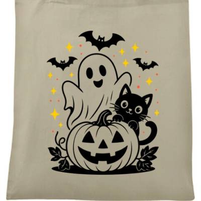 Taška na Halloween Duch kočka a dýně