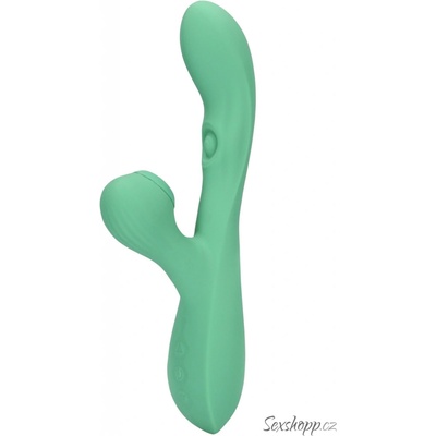 Loveline Pulse Wave and Tongue Flickering Rabbit Vibrator Blue Grass, silikónový na bod G a klitoris 22,5 x 3,6 cm