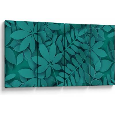 Obraz - Tyrkysové listy, štvordielne 160x80 cm
