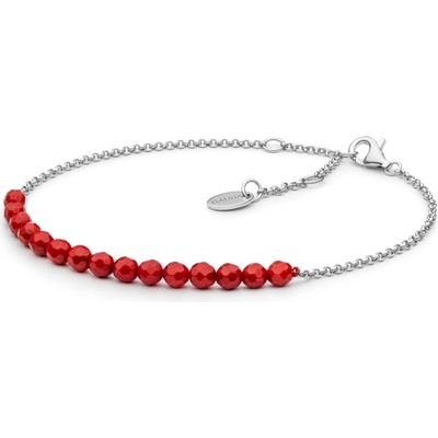 Gaura Pearls stříbrný náramek Claudine přírodní korál SK22504B červená