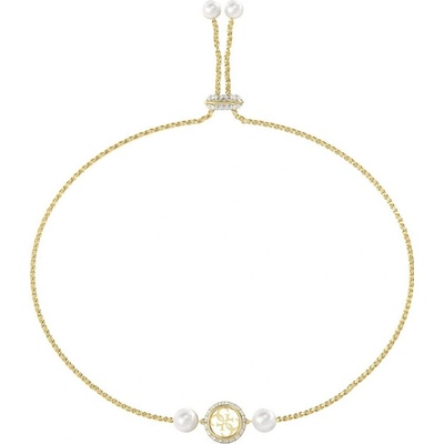 Guess Elegantní pozlacený náramek Tiny Pearly JUBB05520JWYGT/U