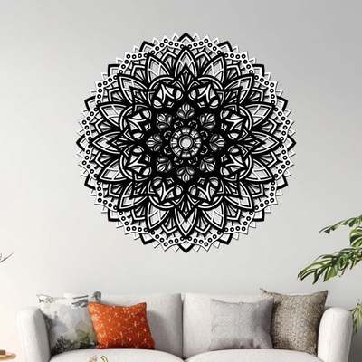 dřevo života 4 vrstvá mandala KVETOUCÍ DUŠE Zvolte rozměr šxv (cm): 40x40, Zvolte barvu dekoru: Černá-Bílá