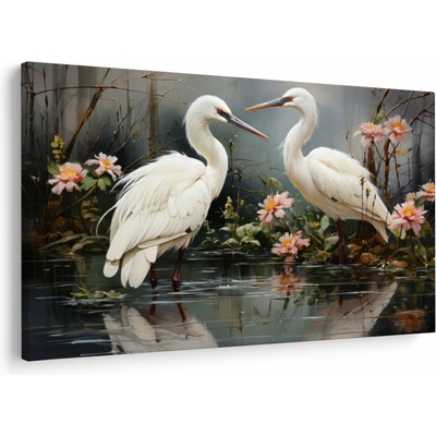 Obraz - Žeriavy biely, jednodielne 150x100 cm