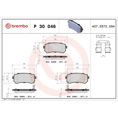 BREMBO Sada brzdových platničiek kotúčovej brzdy P30046