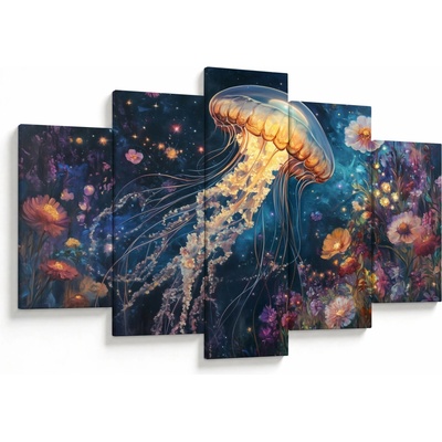 Obraz - Magická medúza, päťdielne 150x105 cm