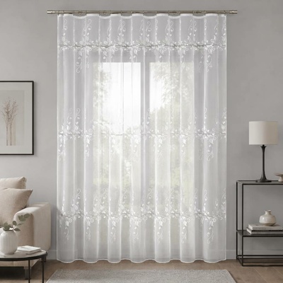 Dekorační žakárová záclona s řasící páskou KAMILA 250 bílá 200x250 cm MyBestHome – Hledejceny.cz