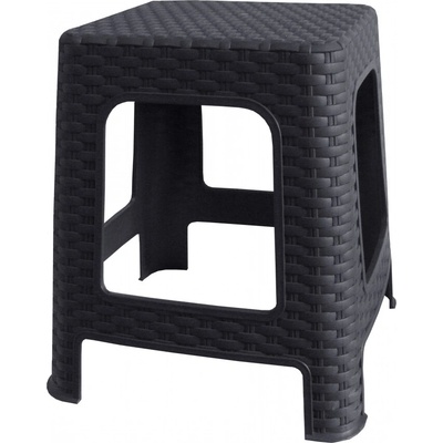 MEGA PLAST Mega Plast, Taburet I polyratan, 36 x 33 x 33 cm, antracit
