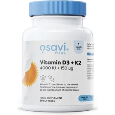 Osavi Vitamin D3 + K2, 4000 IU + 150 mcg 60 softgel kapslí