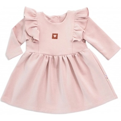 Baby Nellys Dětské teplákové šaty tunika Vintage Love starorůžové