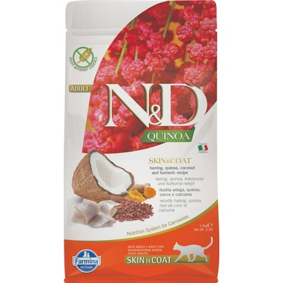 N&D GF Quinoa CAT Skin&Coat Herring & Coconut 1,5 kg