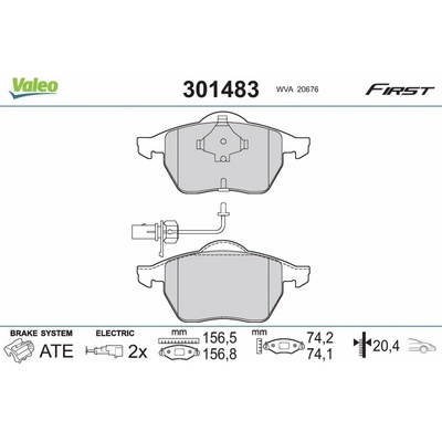 VALEO Sada brzdových platničiek kotúčovej brzdy 301483